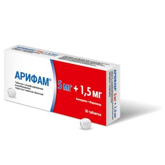 Арифам, таблетки с модифицированным высвобождением, покрытые оболочкой 5мг+1,5мг, 30 шт