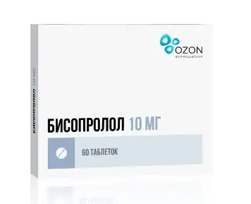 Бисопролол, таблетки, покрытые пленочной оболочкой 10мг, 60 шт