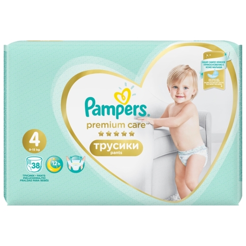 Pampers Premium Care (Памперс) подгузники-трусы 4 макси 9-15кг, 38шт купить  в интернет-аптеке в Бору от 2 469 руб.