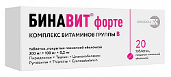 Купить бинавит форте, таблетки, покрытые пленочной оболочкой 200мг+100мг+0,2мг, 20 шт в Бору