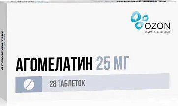 Агомелатин, таблетки, покрытые пленочной оболочкой 25мг, 28 шт