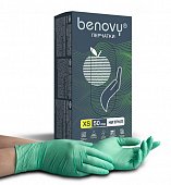 Купить перчатки benovy смотровые нитриловые нестерильные неопудренные текстурные на пальцах размер xs, 100 шт, зеленые в Бору