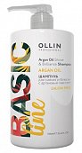 Купить ollin (оллин) базик лин шампунь для сияния и блеска с маслом арганы, 750мл в Бору