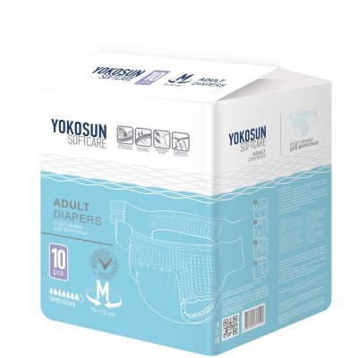 Купить yokosun (йокосан) подгузники на липучках для взрослых размер m, 10шт (объем 75-112см) в Бору