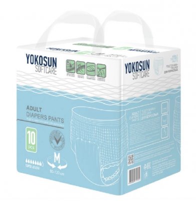 Купить yokosun (йокосан) подгузники-трусики для взрослых размер м (объем 80-120см) 10 шт в Бору