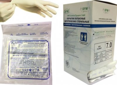 Купить перчатки sfm хирургические стерильные латексные опудренные текстурир размер 7, 50 пар в Бору