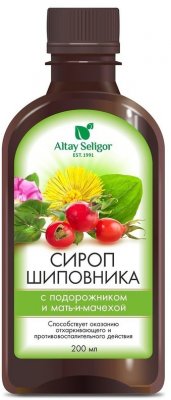 Купить altay seligor (алтай селигор) шиповника с подорожником и мать-и-мачехой от кашля, флакон 200мл в Бору