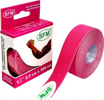 Купить лента (тейп) кинезиологическая sfm-plaster на хлопковой основе  2,5см х 5м розовый в Бору
