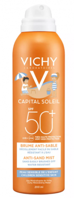Купить vichy capital soleil (виши) спрей-вуаль детский анти-песок для лица и тела 200мл spf50 в Бору