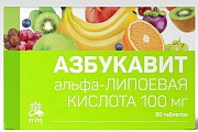 Купить азбукавит альфа-липоевая кислота 100мг, таблетки массой 200мг, 30 шт бад в Бору