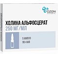 Купить холина альфосцерат, раствор для внутривенного и внутримышечного введения 250мг/мл, ампулы 4мл, 5 шт в Бору