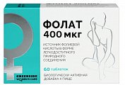 Купить фолат 400 мкг грин сайд (green side), таблетки массой 230 мг, 60 шт бад в Бору
