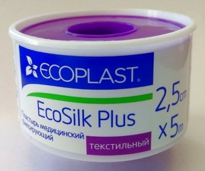 Купить ecoplast ecosilk plus медицинский фиксирующий текстильный 2,5см х 5м в Бору