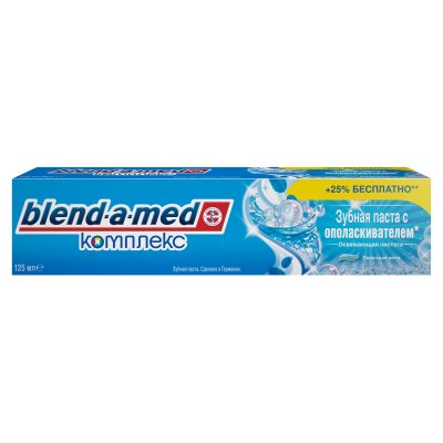 Купить бленд-а-мед (blend a med) зубная паста с ополаскивателем освежающая чистота перечная мята 125мл в Бору
