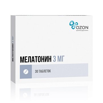 Мелатонин, таблетки, покрытые пленочной оболочкой 3мг, 30 шт