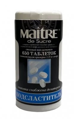 Купить maitre de sucre (мэтр де сукре) подсластитель столовый, таблетки 650шт в Бору