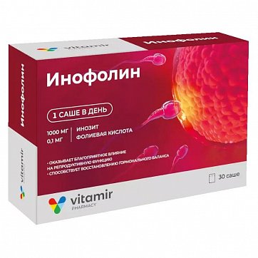Инофолин, порошок для приема внутрь, пакет-саше массой 1000,1мг, 30 шт БАД