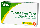 Купить тадалафил-тева, таблетки, покрытые пленочной оболочкой 20мг 1шт в Бору