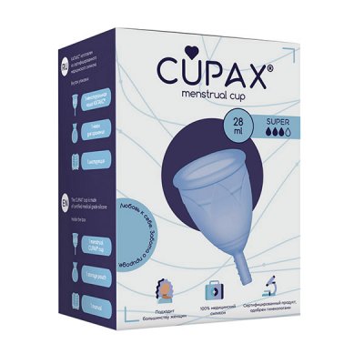 Купить капакс (cupax) чаша менструальная силиконовая супер 28мл голубая, 1 шт в Бору