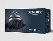 Купить перчатки benovy смотровые нитриловые нестерильные неопудрен текстурир с однократной хлорацией размер m 50 пар, черные в Бору