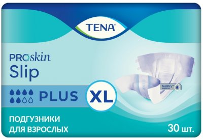Купить tena (тена) подгузники, proskin slip plus размер xl, 30 шт в Бору