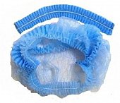 Купить шапочка-берет шарлотта нестерильная спанбонд плотность18/м2, длина 53см, синяя 25 шт в Бору