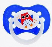 Купить canpol (канпол) пустышка симметричная силиконовая 0-6 месяцев owl голубая 1шт в Бору