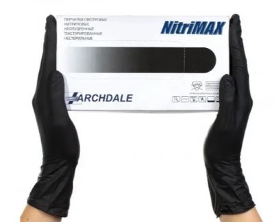 Купить перчатки archdale nitrimax смотровые нитриловые нестерильные неопудренные текстурные размер l, 50 пар, черные в Бору
