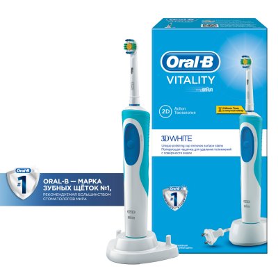 Купить орал-би (oral-b) электрическая зубная щетка vitality d12.513 3d white белый в подарочной упаковке (о в Бору