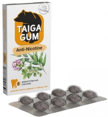 Купить тайга гум (taiga gum) смолка жевательная анти-никотин смола лиственницы и пчелиный воск драже, 8 шт в Бору