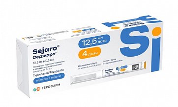 Седжаро, раствор для подкожного введения 12.5 мг/доза 2.4 мл - шприц-ручки /в комплекте с иглами - 4 шт