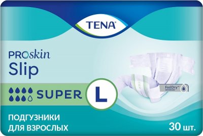 Купить tena proskin slip super (тена) подгузники размер l, 30 шт в Бору
