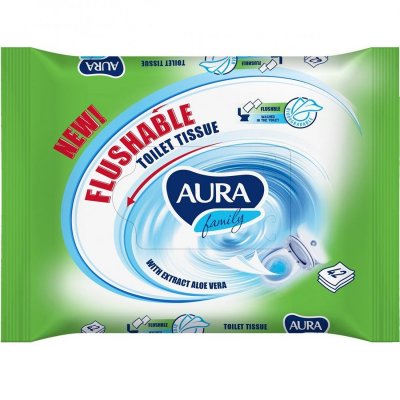 Купить aura (аура) бумага туалетная влажная family 42шт в Бору