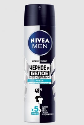 Купить nivea (нивея) для мужчин дезодорант спрей невидимый черное, белое fresh, 150мл в Бору