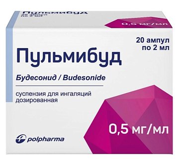 Пульмибуд, суспензия для ингаляций дозированная 0,5мг/мл, ампулы 2мл, 20 шт