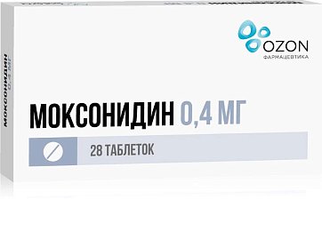 Моксонидин, таблетки, покрытые пленочной оболочкой 0,4мг 28 шт