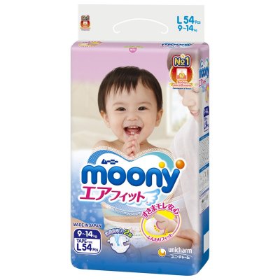 Купить moony (муни) подгузники 9-14кг размер l, 54 шт в Бору