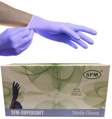 Купить перчатки sfm смотровые нестерильные нитриловые неопудрен текстурир размер l, 100 пар, фиолетовые в Бору