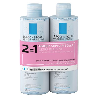 Купить la roche-posay ultra reactive (ля рош позе) набор: мицеллярная вода для чувствительной кожи лица 400мл, 2 шт в Бору