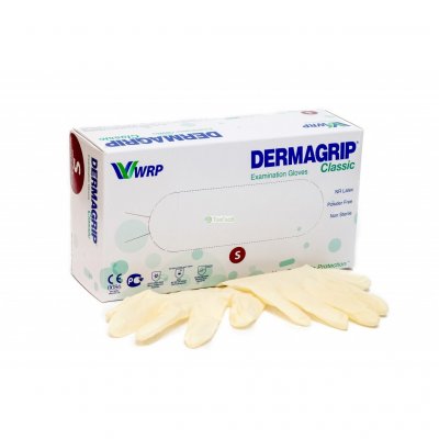 Купить перчатки dermagrip classic смотровые нестерильные латексные неопудрен размер s 50 пар в Бору