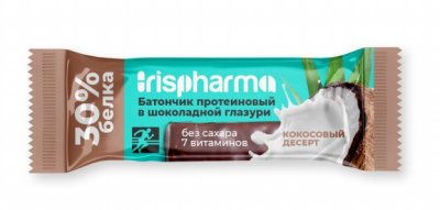 Купить ирисфарма (irispharma) батончик протеиновый 30% кокосовый десерт в шоколадной глазури, 40г бад в Бору