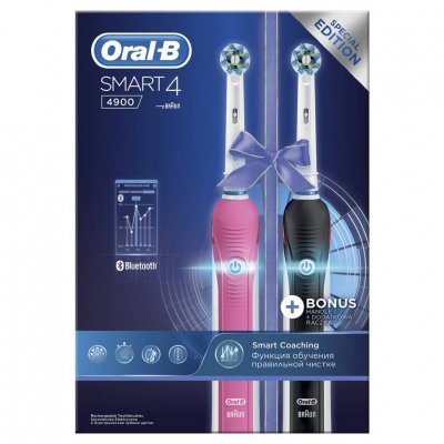 Купить oral-b (орал-би) набор: электрических зубных щеток, smart4 4900/d6015253h 2 шт в Бору