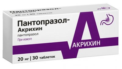 Купить пантопразол-акрихин, таблетки кишечнорастворимые, покрытые пленочной оболочкой 20мг, 30 шт в Бору