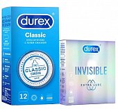 Купить durex (дюрекс) набор: презервативы classic, 12шт + invisible extra lube, 3шт в Бору