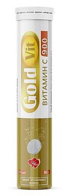 Купить gold vit (голд вит) витамин с 900, таблетки шипучие 4г, 20 шт бад в Бору