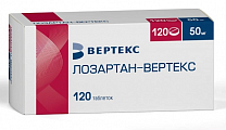 Купить лозартан-вертекс, таблетки покрытые пленочной оболочкой 50 мг, 120 шт в Бору