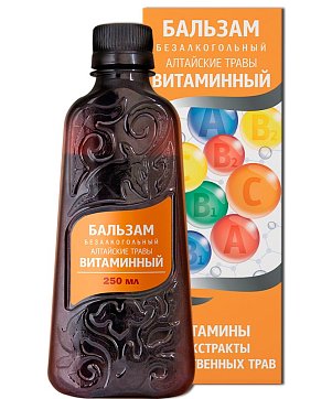 Бальзам Алтайские травы Витаминный безалкогольный, флакон 250мл БАД