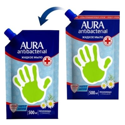 Купить aura (аура) мыло жидкое антибактериальное с ромашкой 500 мл в Бору