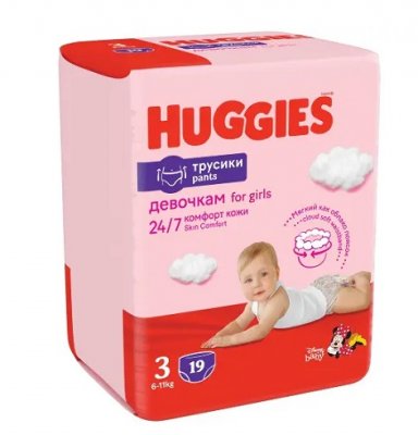 Купить huggies (хаггис) трусики-подгузники 3 для девочек 7-11кг 19шт в Бору