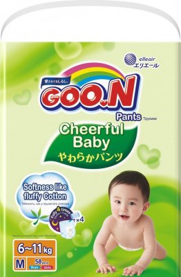 Купить goo.n (гуун) подгузники-трусики cheerful baby m 6-11кг 58 шт в Бору